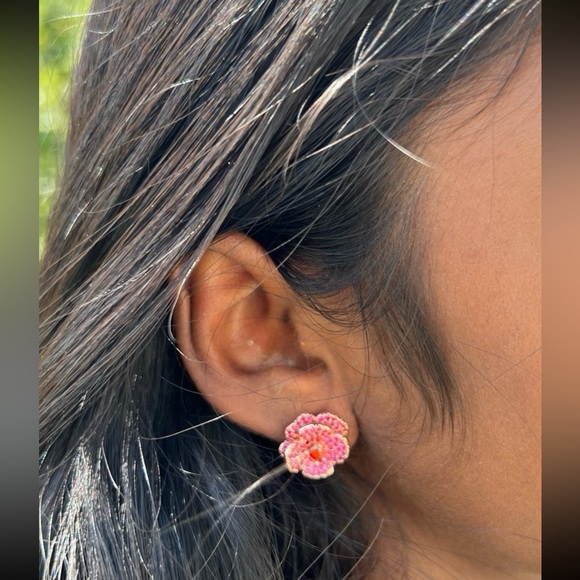 NWT: Kate Spade Pink Flower Earrings, SPARKLY and GLAM!! - Picture 12 of 12